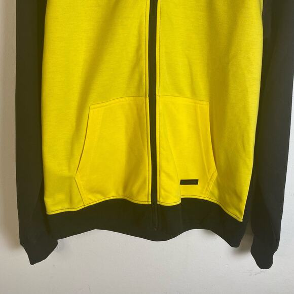 Southpole Men's Sz XL Black Yellow Full Zip Hoodie Pockets Drawstring Sweatshirt - Picture 3 of 12